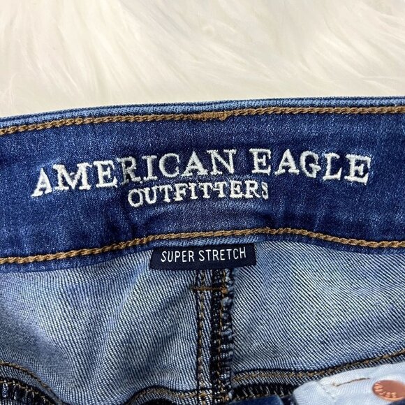 American Eagle Womens 00 Midi Distressed Cutoff Shorts Super Stretch - Picture 3 of 8